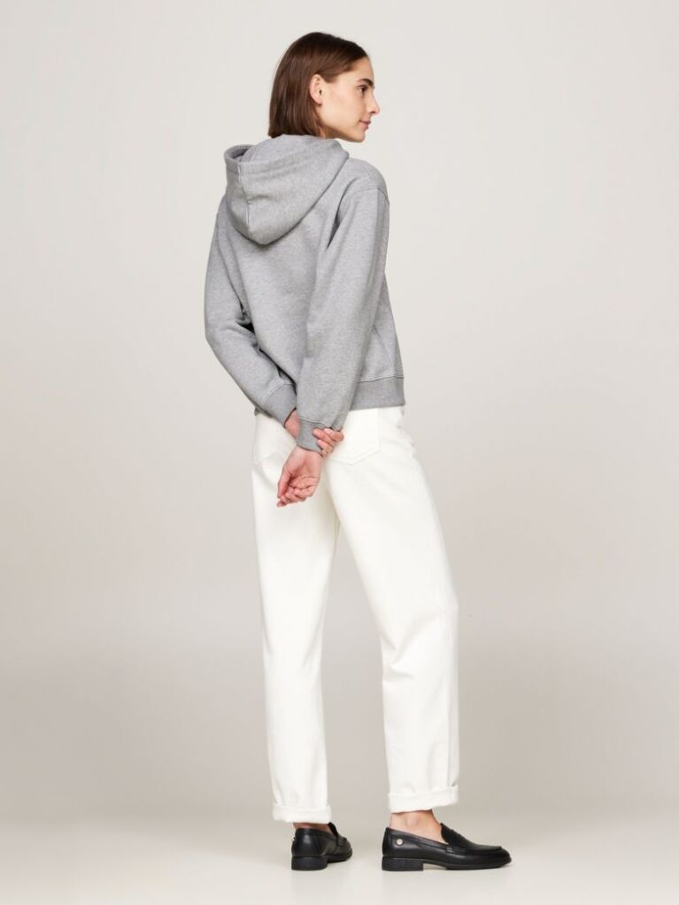 Grey Logo Embroidery Hoody  Women