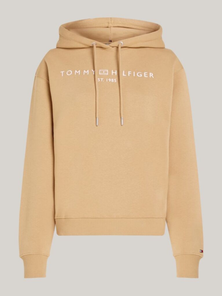 Khaki Logo Embroidery Hoody  Femei