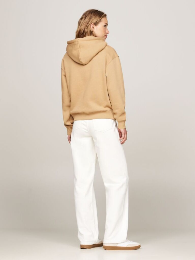 Khaki Logo Embroidery Hoody  Femei