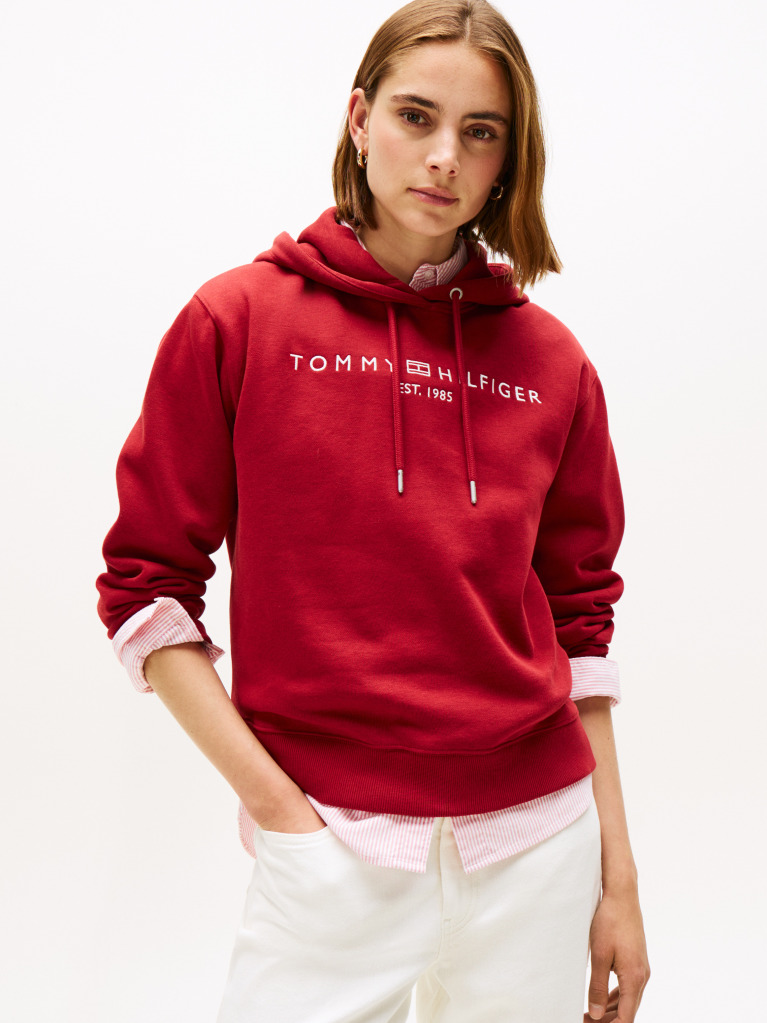Rosu Logo Embroidery Hoody  Femei