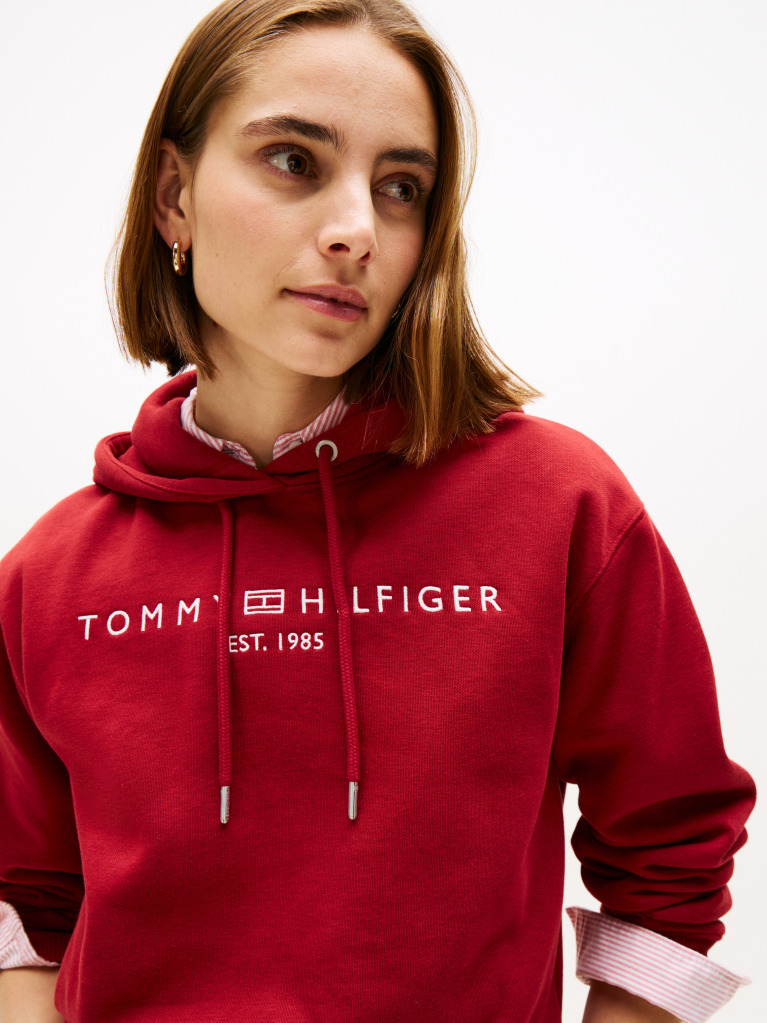 Rosu Logo Embroidery Hoody  Femei