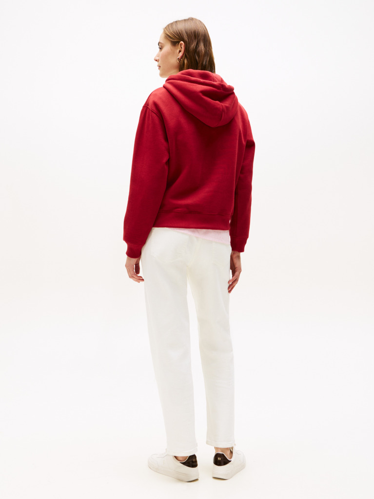 Rosu Logo Embroidery Hoody  Femei