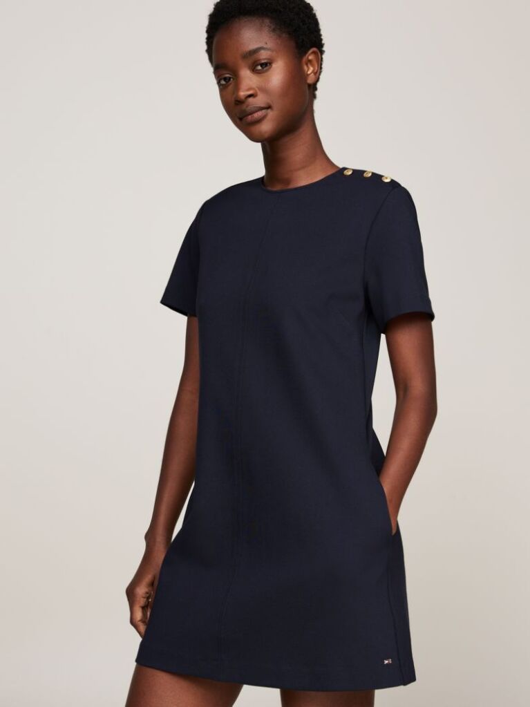 Multi Shoulder Button Mini Shift Dress  Women