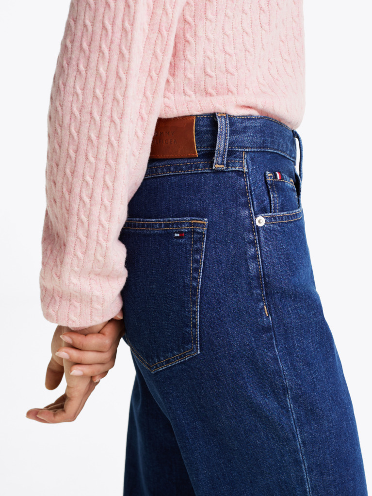 Blue Mid Rise Straight Leg Jeans  Women
