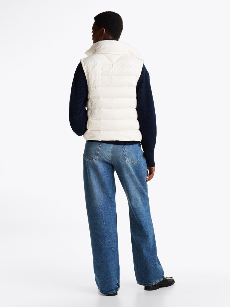 Beige High-Shine Water Repellent Down Vest  Women