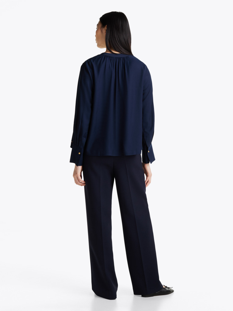 Blue Bluza Relaxata Cu Guler In V  Femei