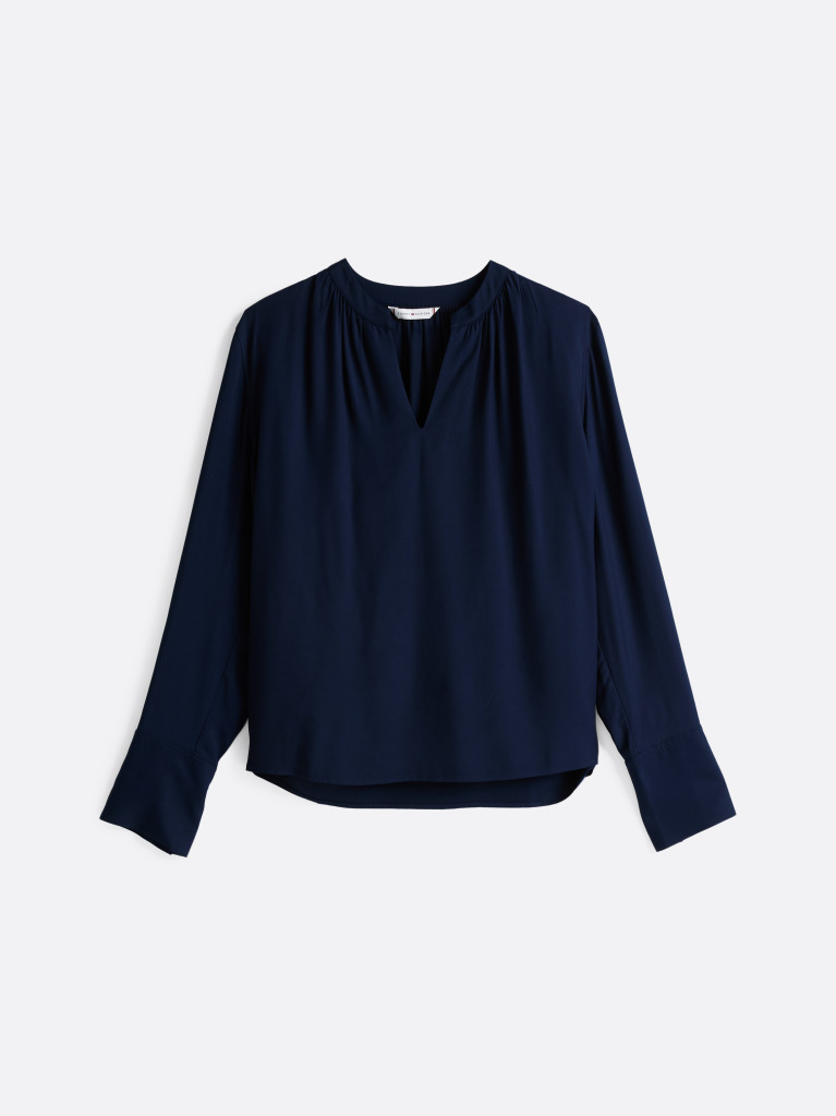 Blue Bluza Relaxata Cu Guler In V  Femei