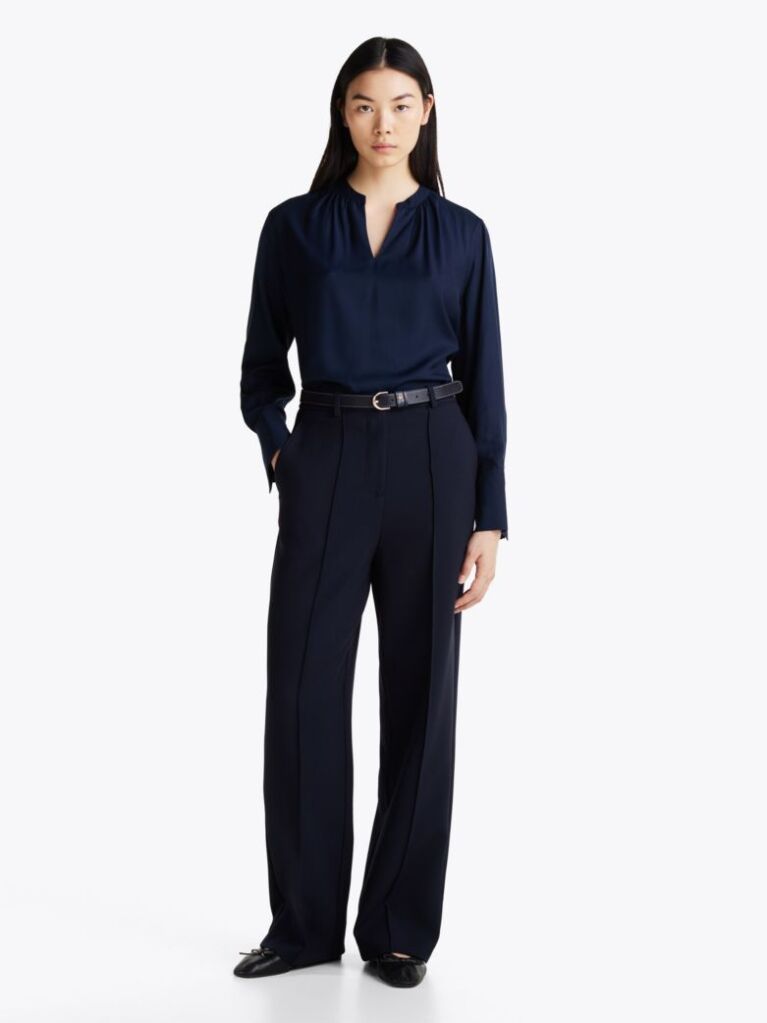 Blue Bluza Relaxata Cu Guler In V  Femei