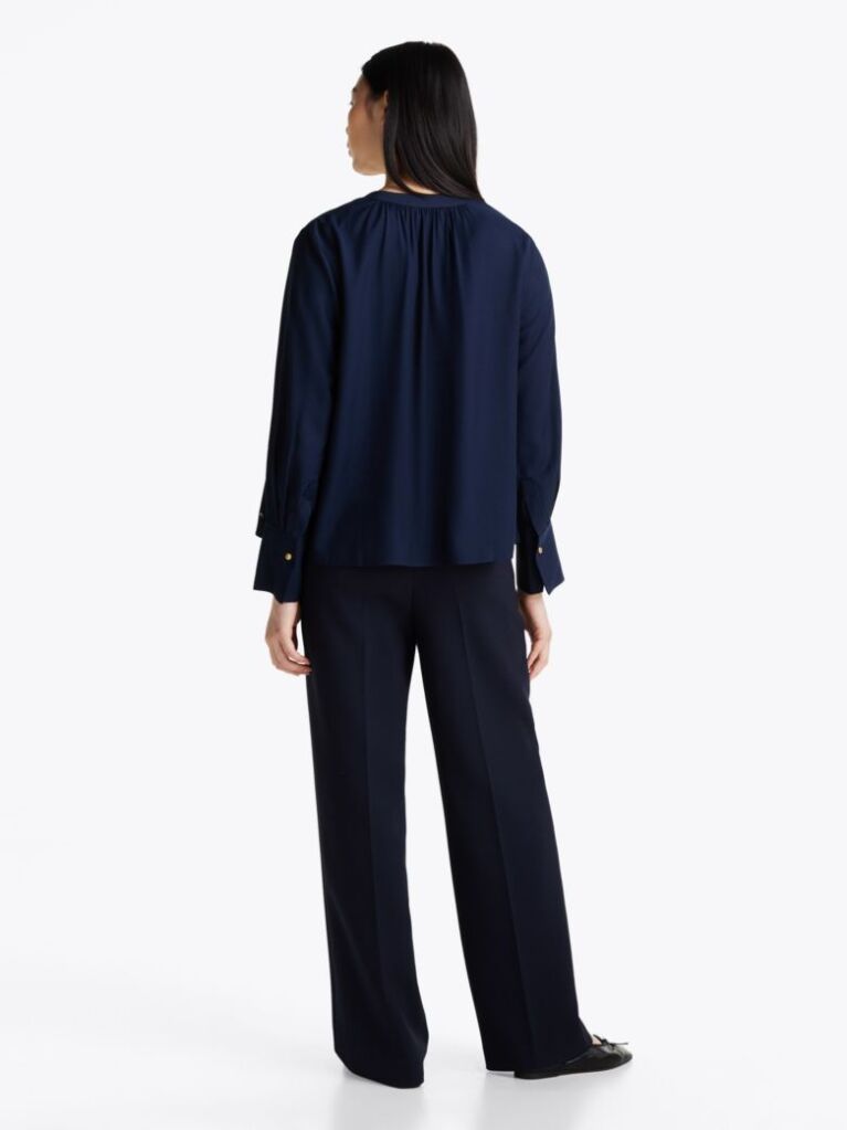 Blue Bluza Relaxata Cu Guler In V  Femei