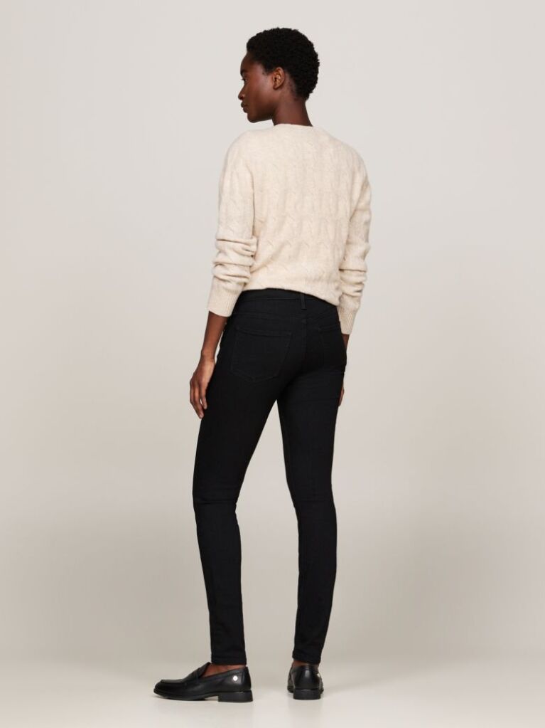 Negru Jeans Skinny Cu Talie Medie  Femei