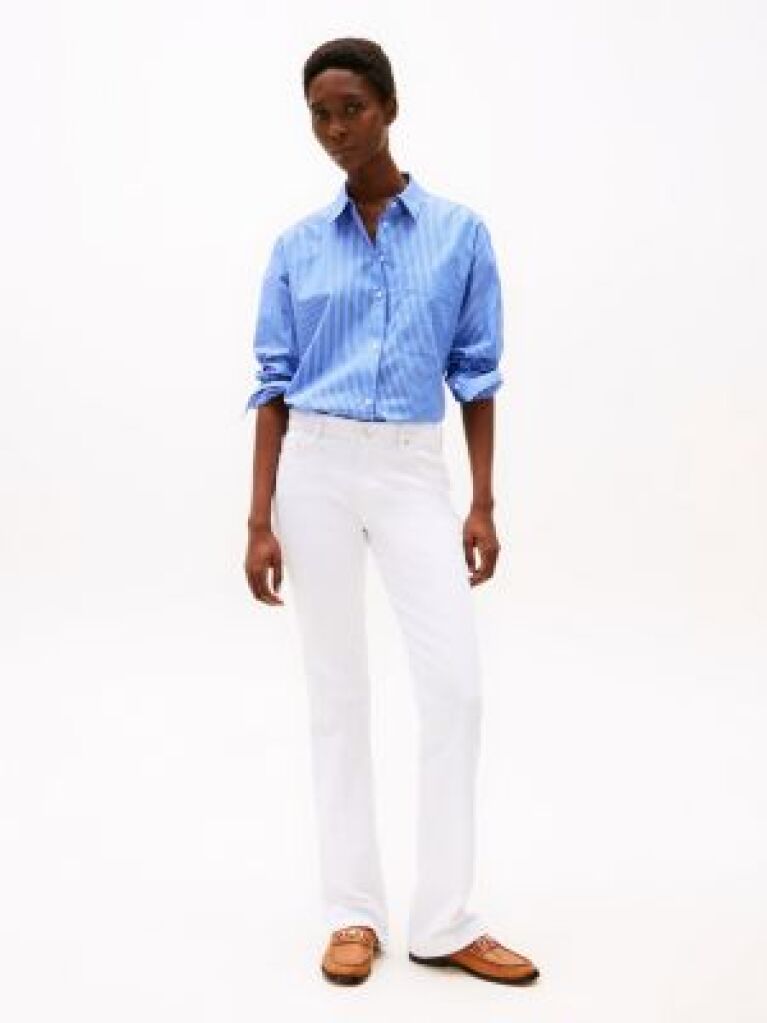 Alb Jeans Bootcut Alb Cu Talie Medie  Femei