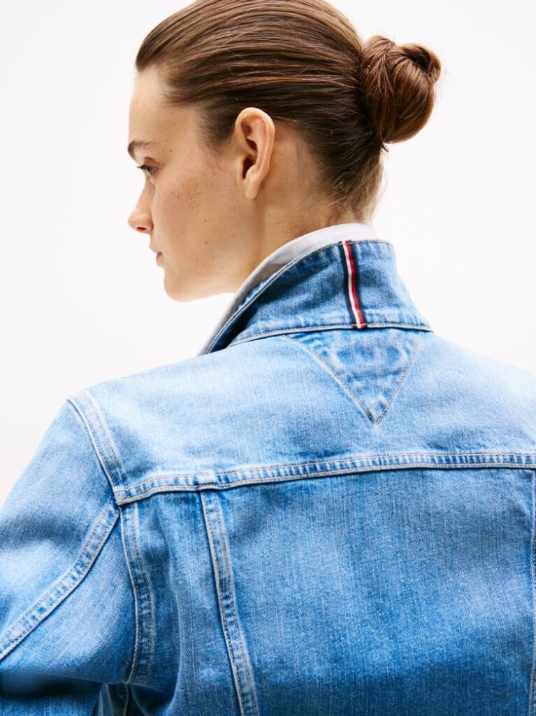 Blue Geaca Din Denim Decolorat, Croiala Slim  Femei