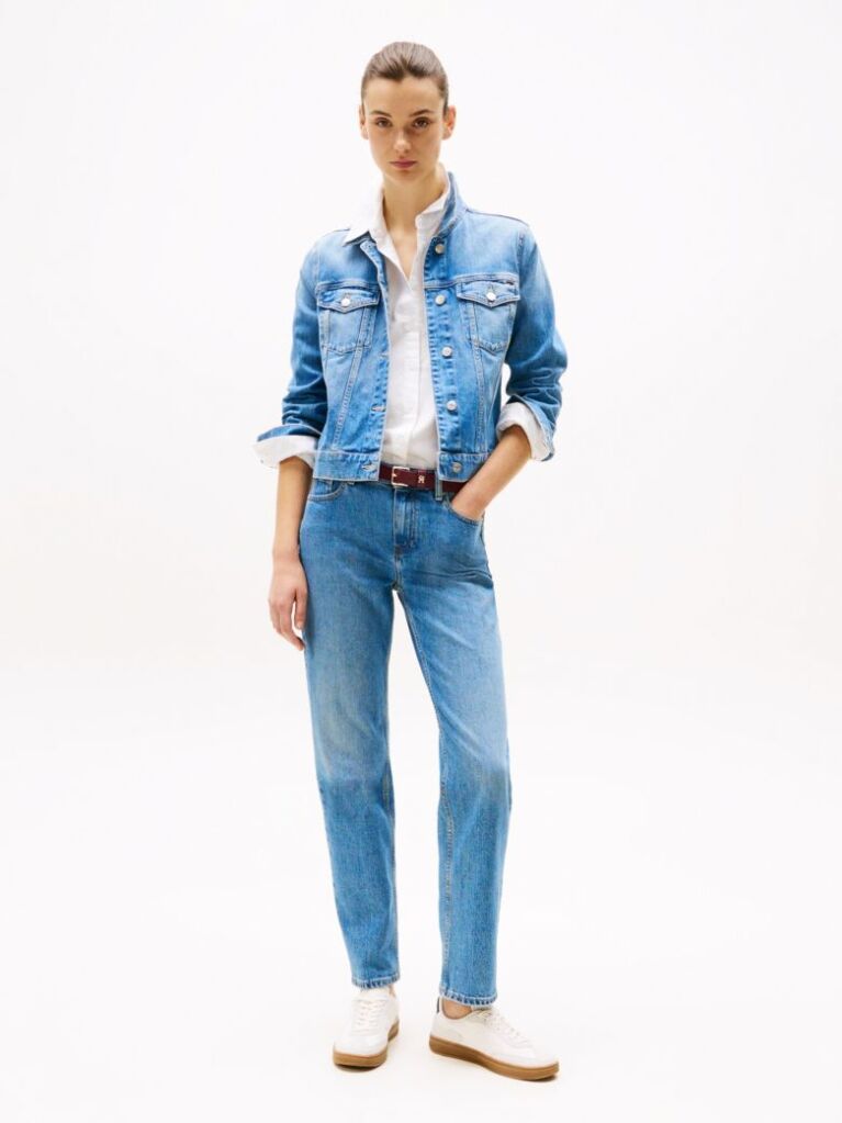 Blue Geaca Din Denim Decolorat, Croiala Slim  Femei