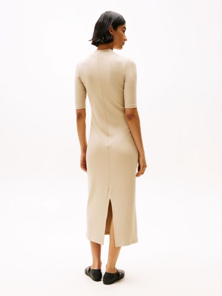 Bej Rochie Slim Midi Bodycon  Femei