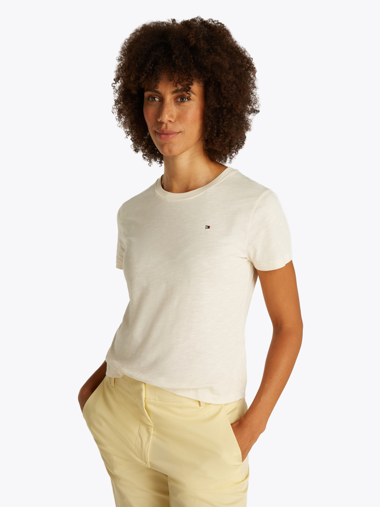 Bej Tricou Cu Croiala Regular  Femei
