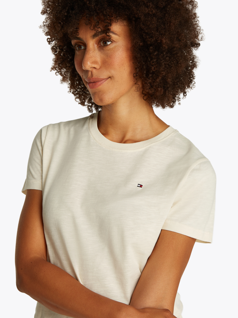 Bej Tricou Cu Croiala Regular  Femei