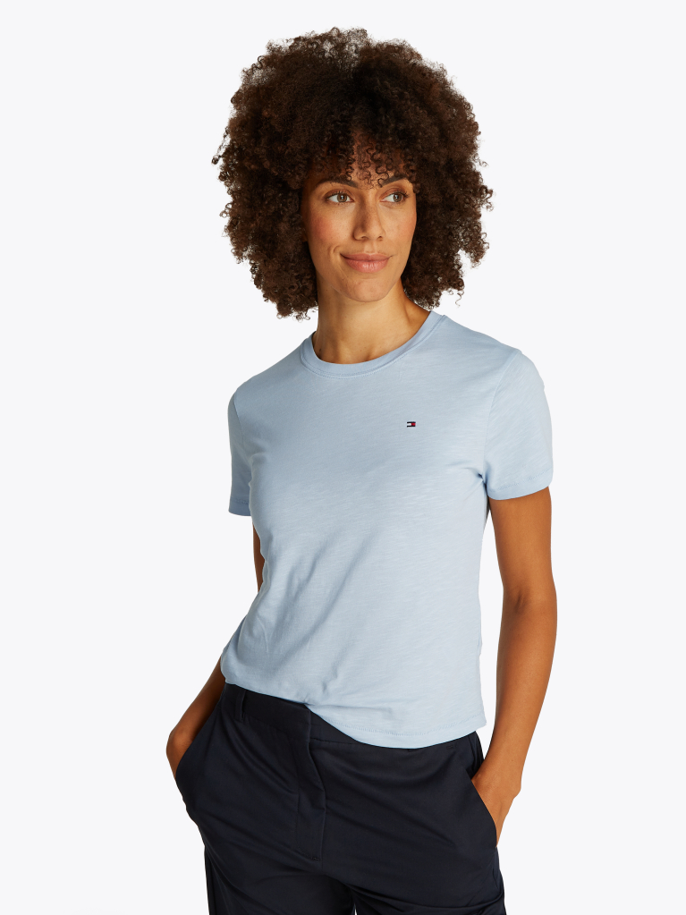 Blue Tricou Cu Croiala Regular  Femei