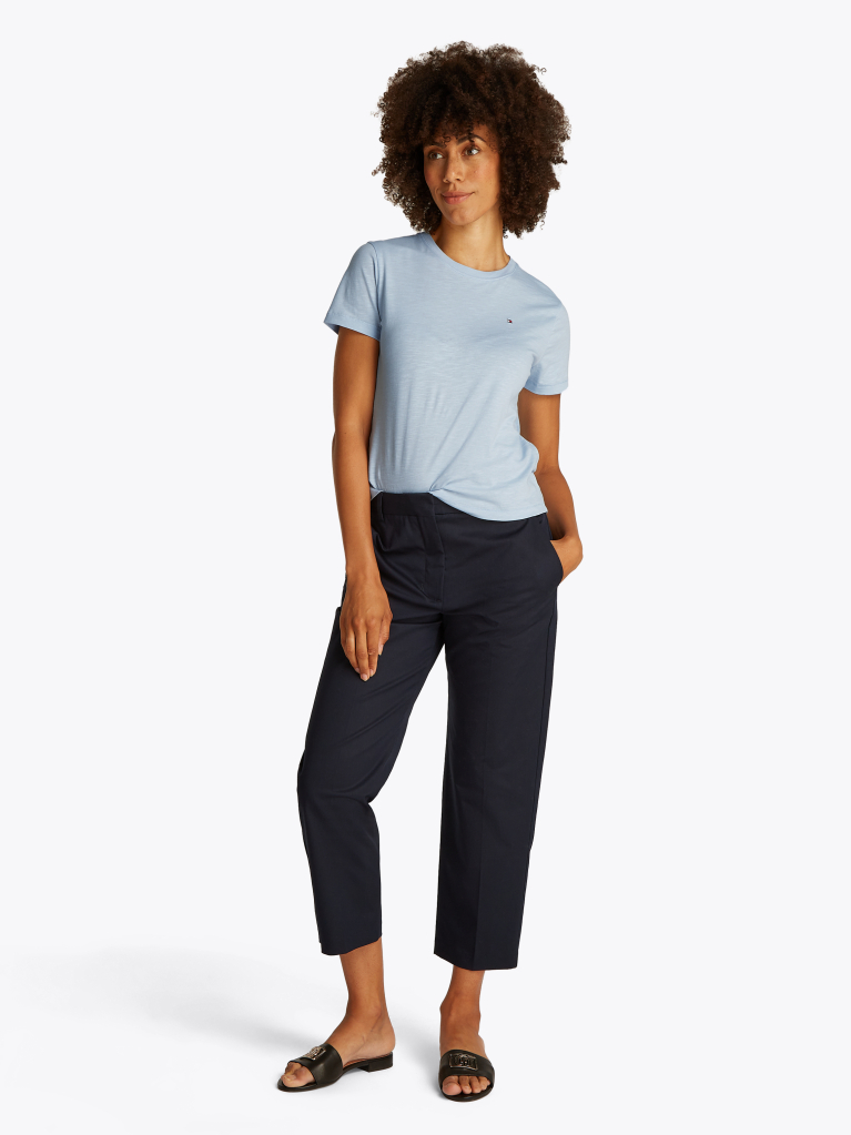 Blue Tricou Cu Croiala Regular  Femei