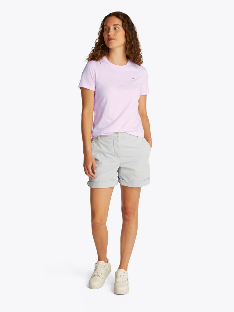 Roz Tricou Cu Croiala Regular  Femei