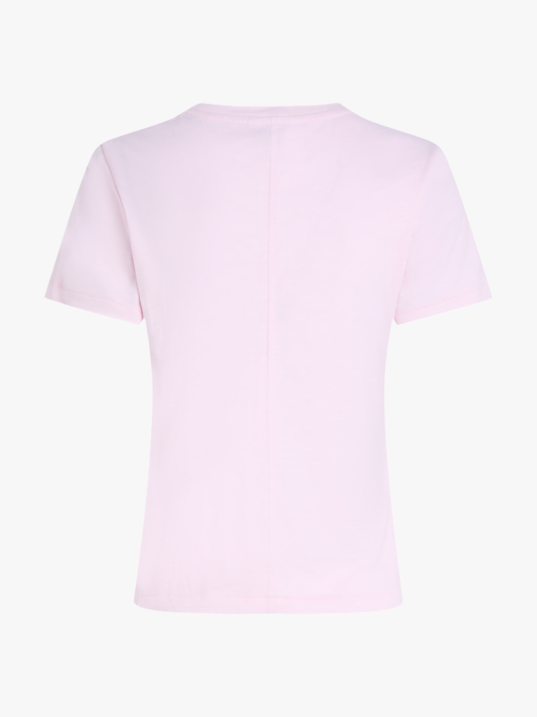 Roz Tricou Cu Croiala Regular  Femei