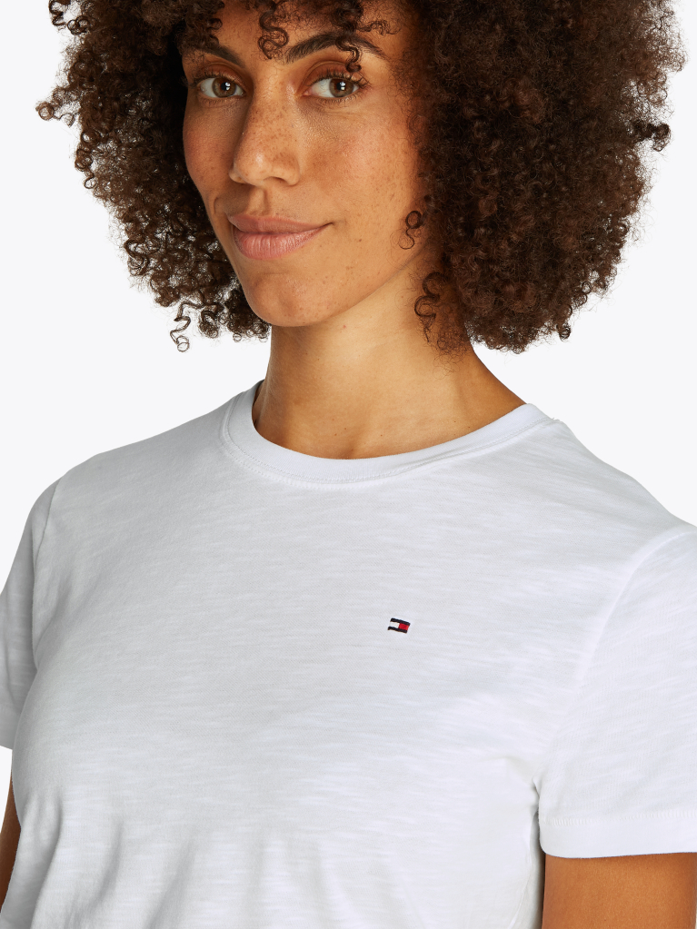 Alb Tricou Cu Croiala Regular  Femei