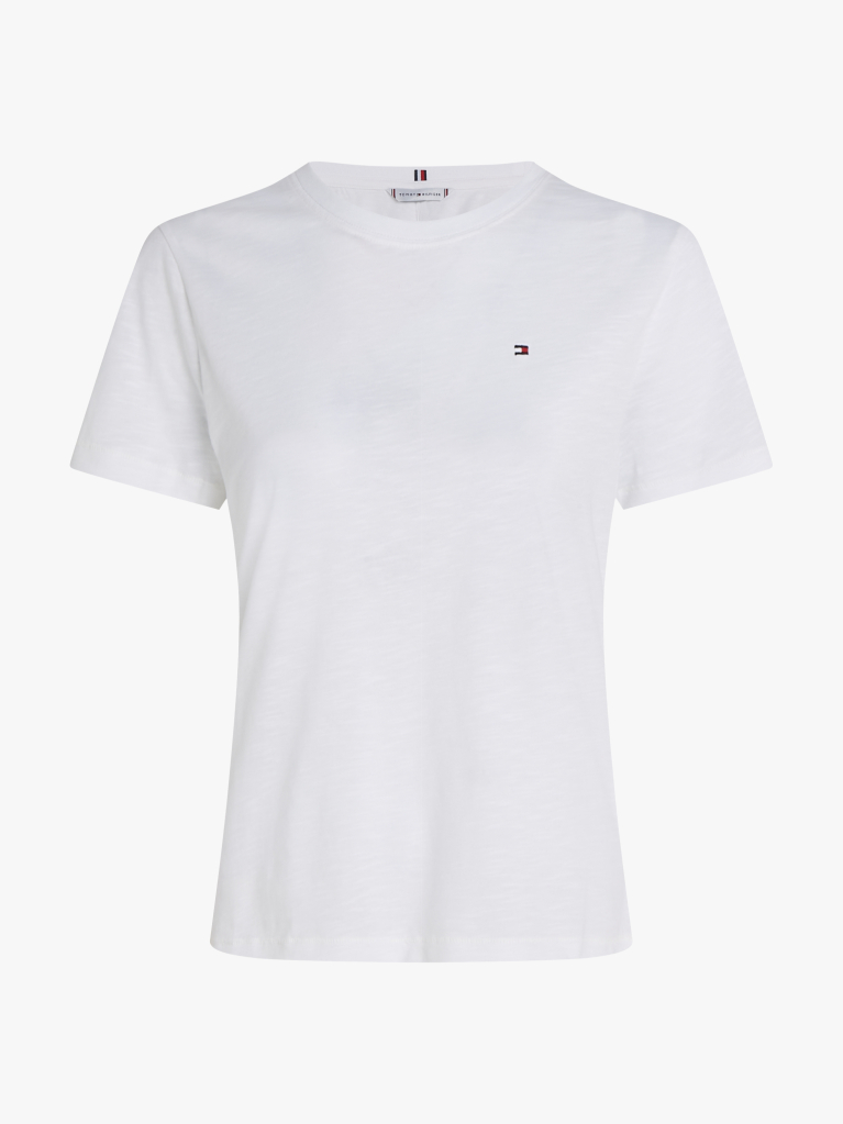 Alb Tricou Cu Croiala Regular  Femei