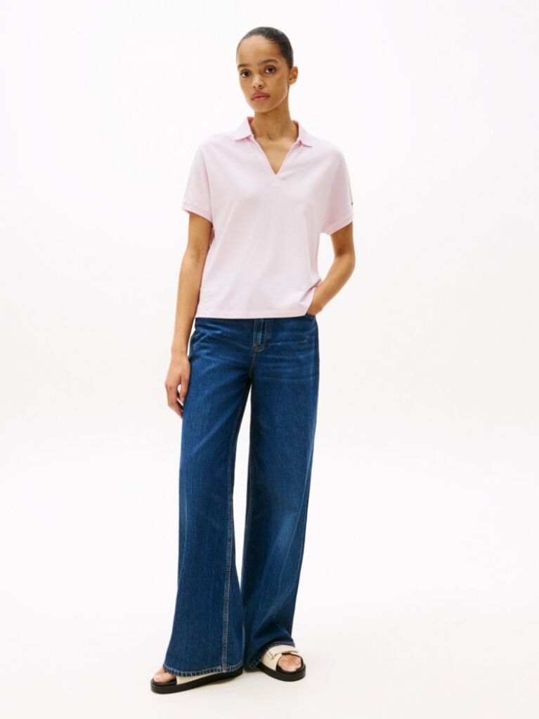 Roz Tricou Polo Lejer  Femei