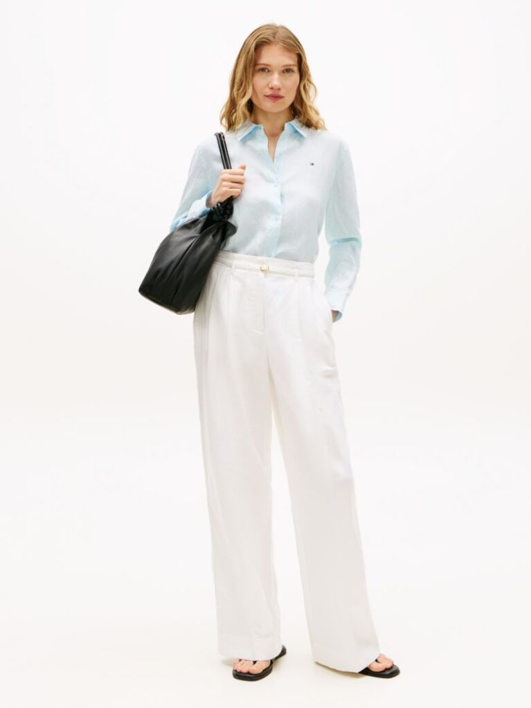 Blue Regular Fit Linen Shirt  Women
