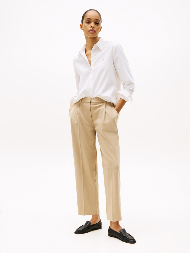 Bej Pantaloni Cropped Cu Talie Joasa  Femei