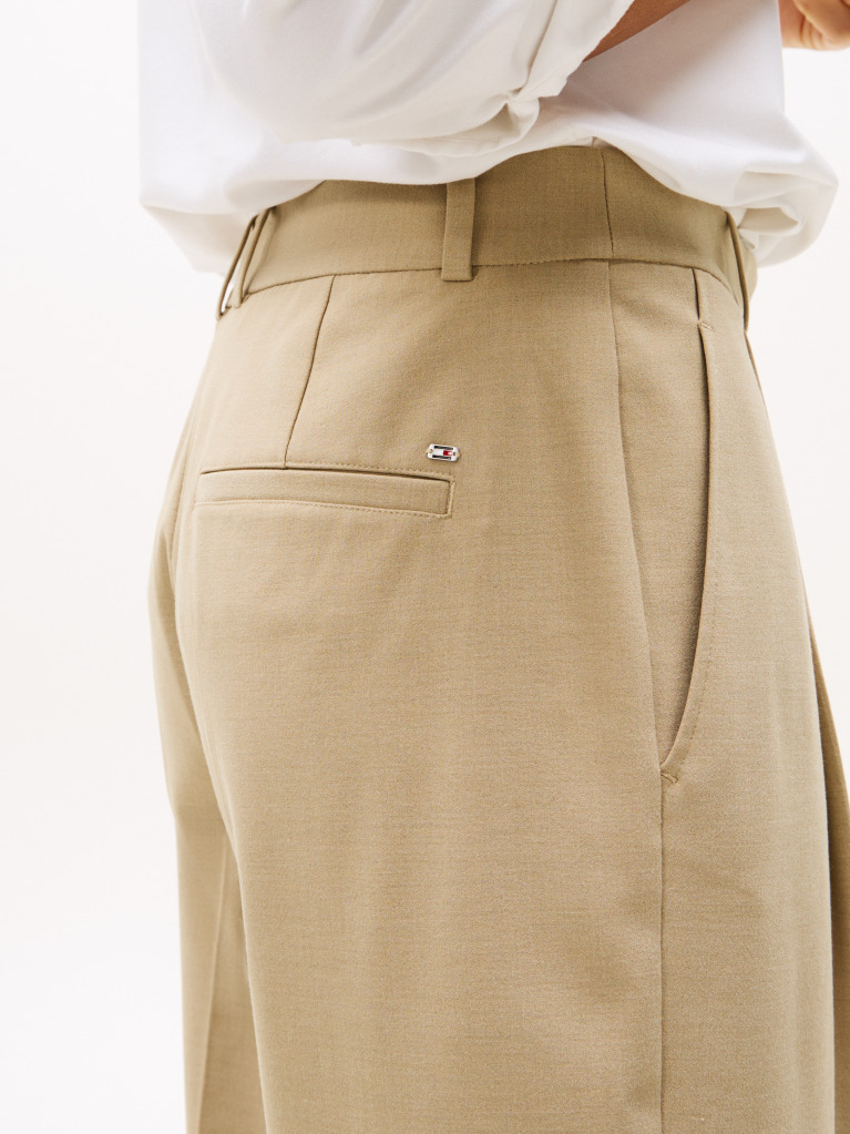 Bej Pantaloni Cropped Cu Talie Joasa  Femei