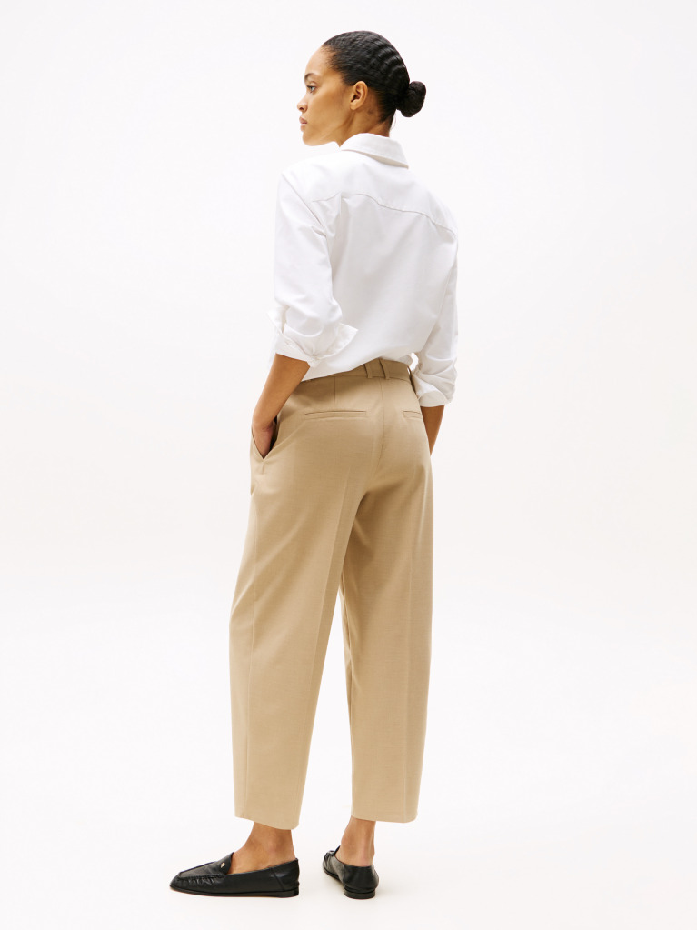 Bej Pantaloni Cropped Cu Talie Joasa  Femei
