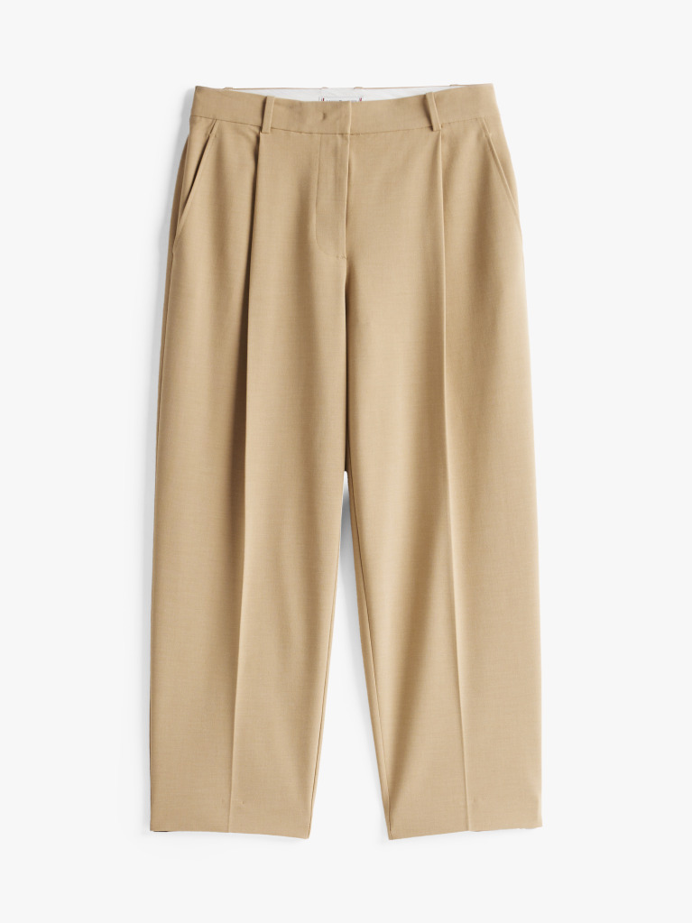Bej Pantaloni Cropped Cu Talie Joasa  Femei