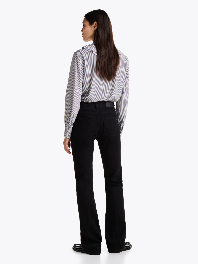 Negru Jeans Bootcut Negru Cu Talie Medie  Femei