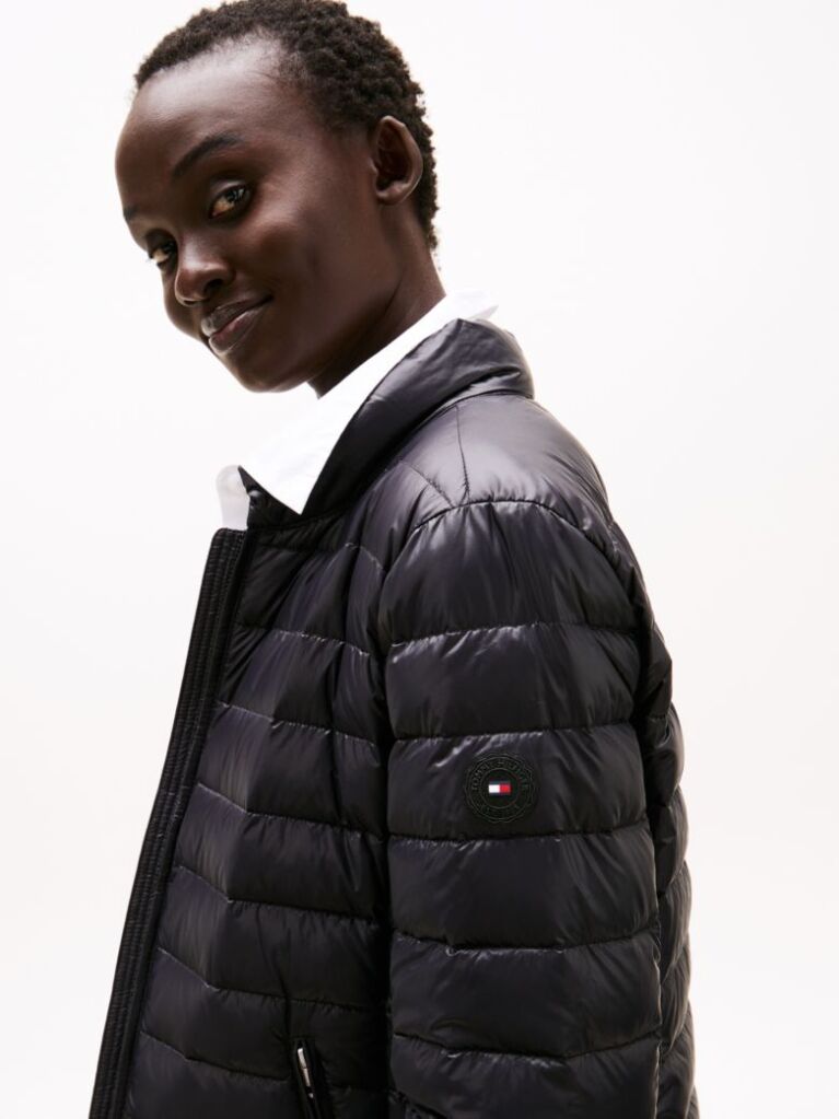 Black Ultra Light Down Mock Neck Jacket  Women