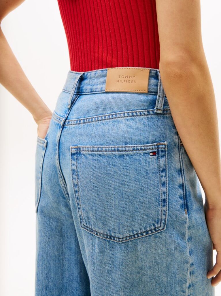 Blue Jeans High Rise Wide Leg Cropped   Femei