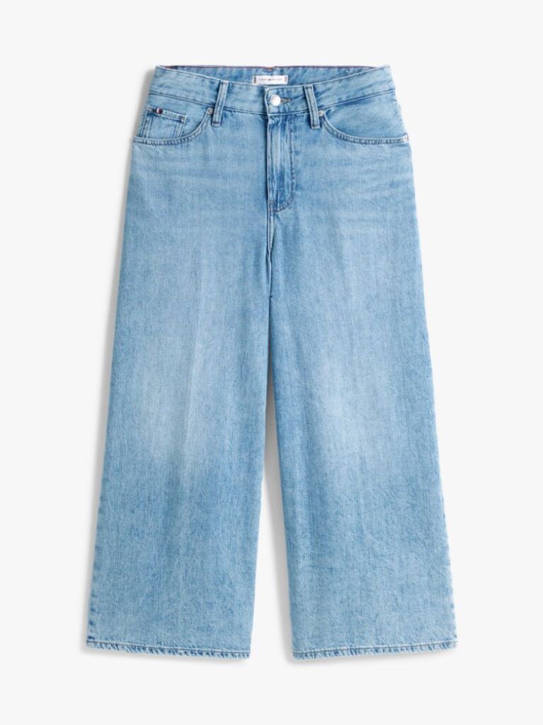 Blue Jeans High Rise Wide Leg Cropped   Femei