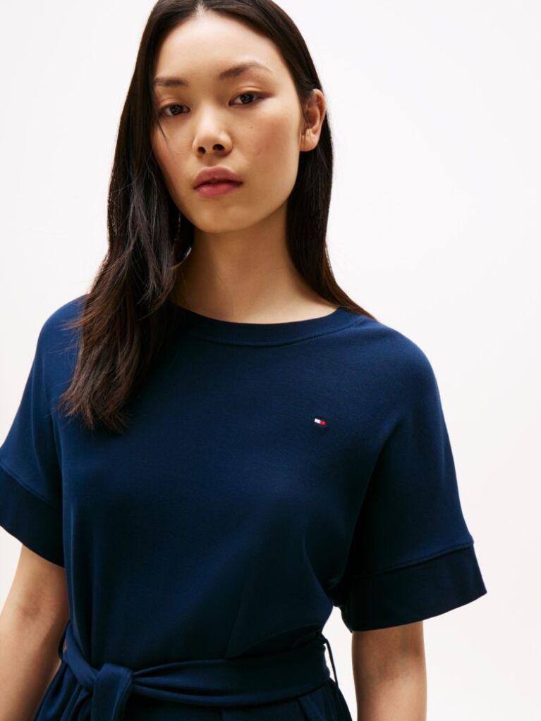 Blue Belted Short Sleeve Mini Dress  Women