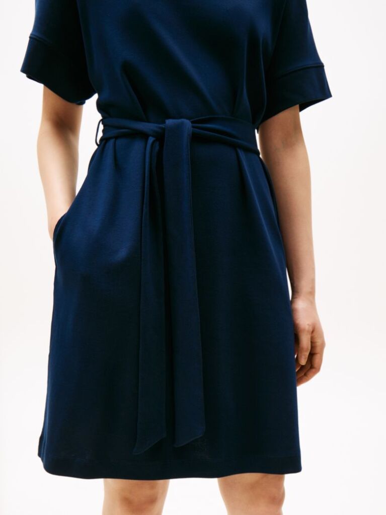 Blue Belted Short Sleeve Mini Dress  Women