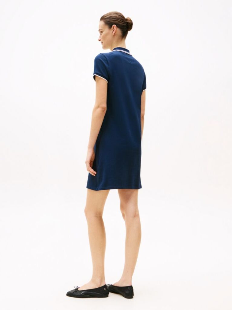 Blue Tipped Collar Mini Polo Dress  Women