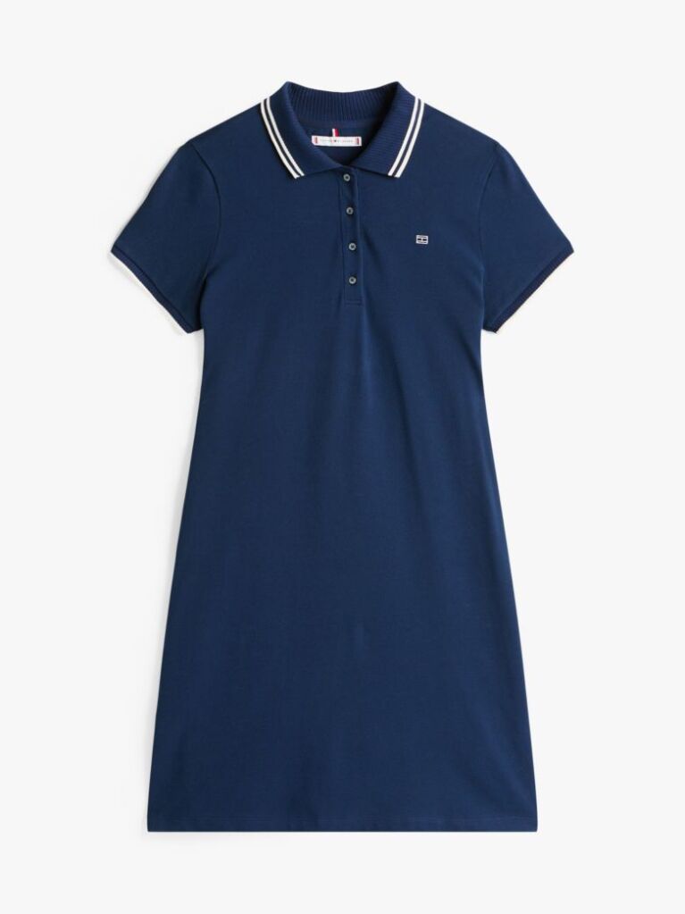 Blue Tipped Collar Mini Polo Dress  Women