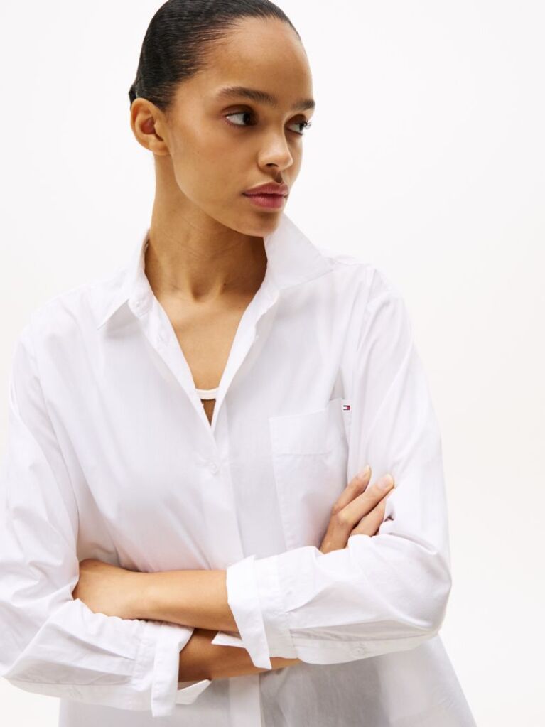 White Oversized Fit Poplin Shirt  Women
