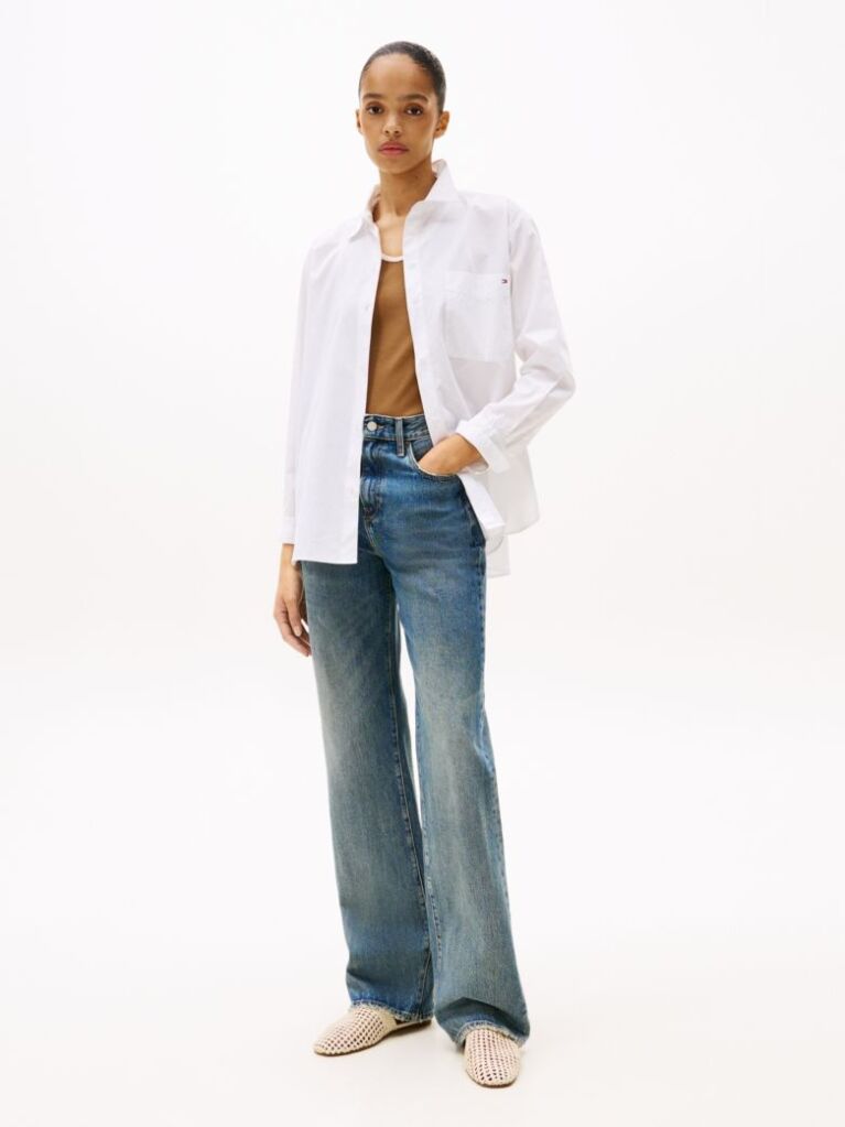 White Oversized Fit Poplin Shirt  Women