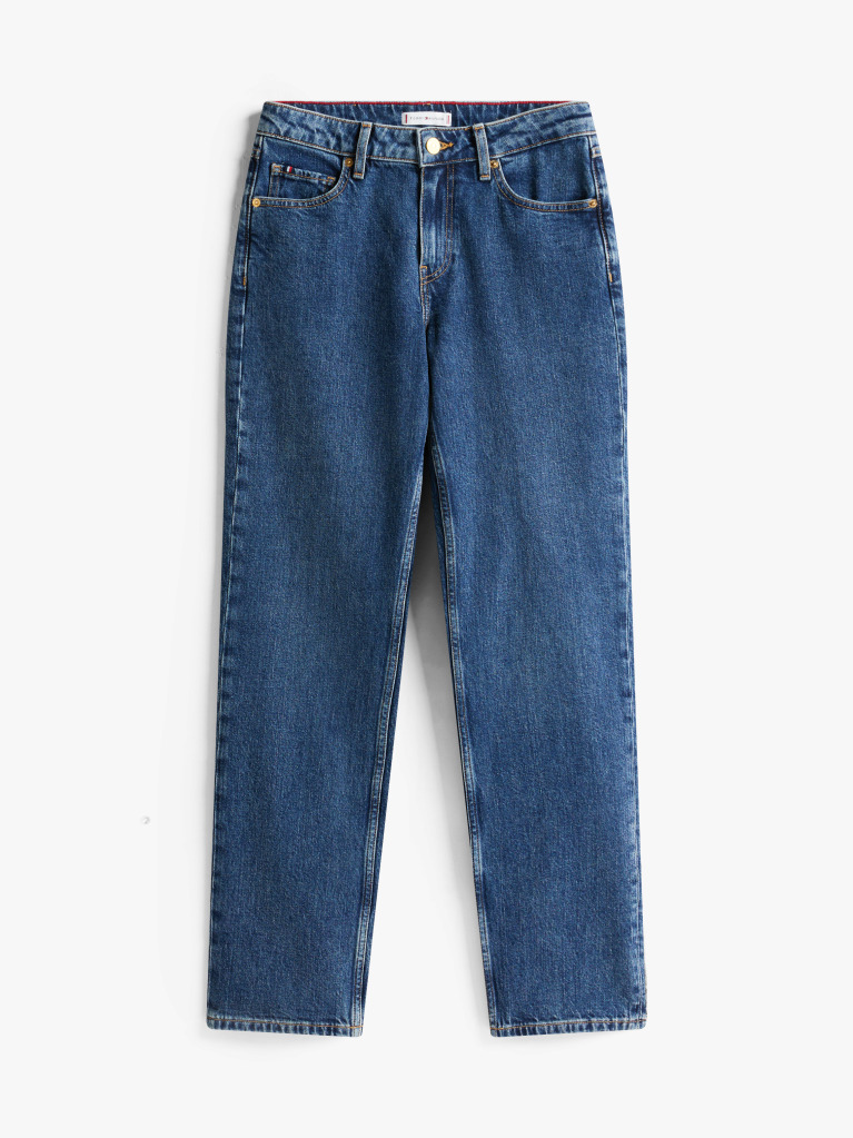 Blue Mid Rise Straight Leg Jeans  Women