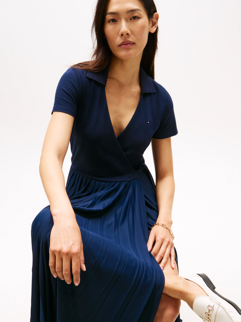 Blue 1985 Midi Wrap Polo Dress  Women