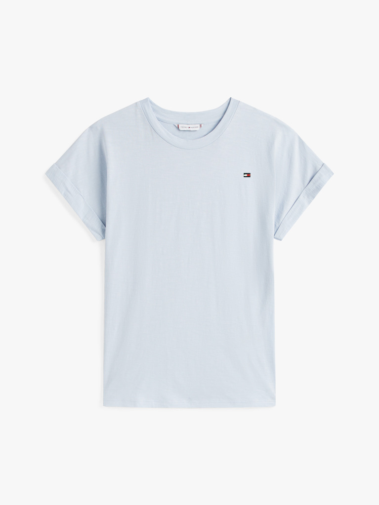 Blue Textured Crew Neck T-Shirt  Women