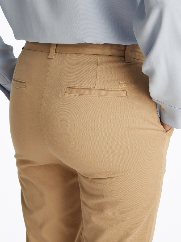Bej Chinos Cu Croiala Slim  Femei