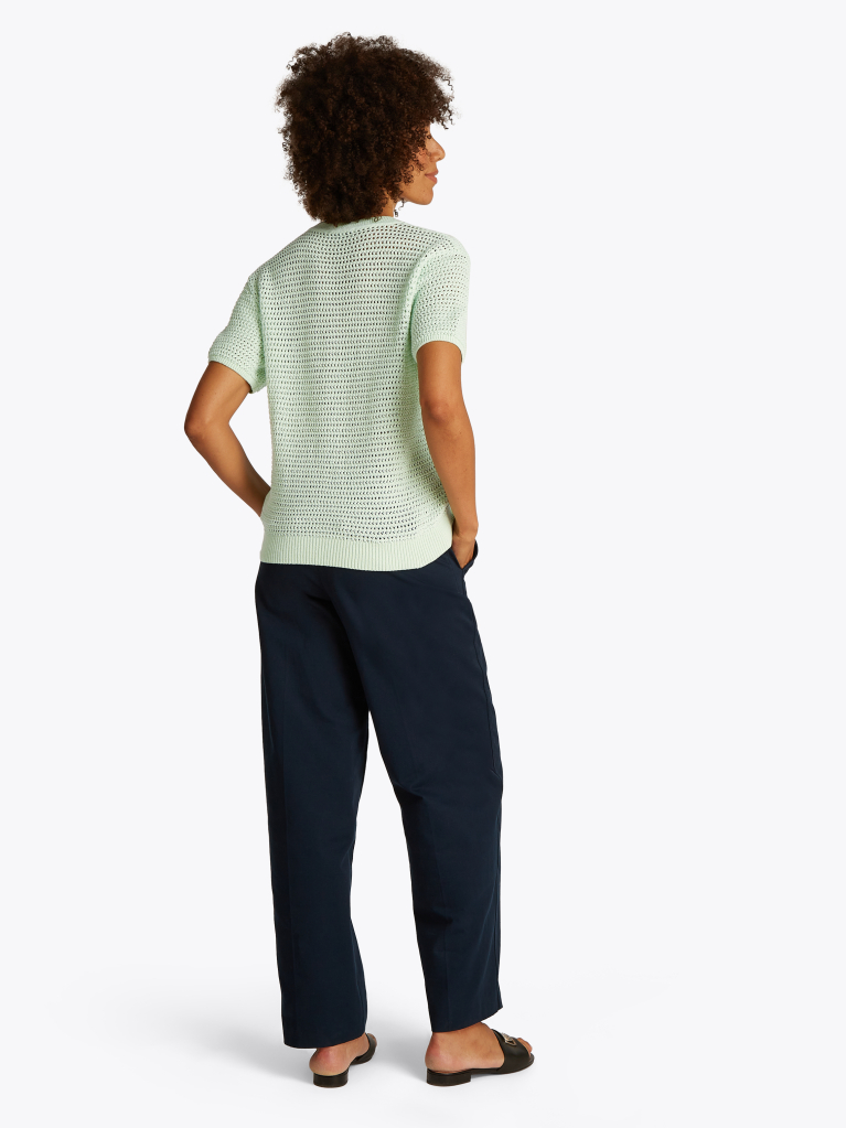 Green Pointelle Crochet Jumper  Women