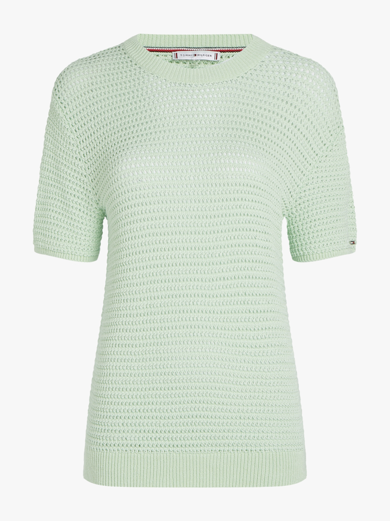 Green Pointelle Crochet Jumper  Women