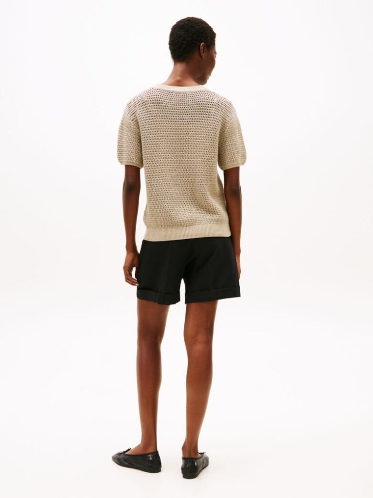 Beige Pointelle Crochet Jumper  Women