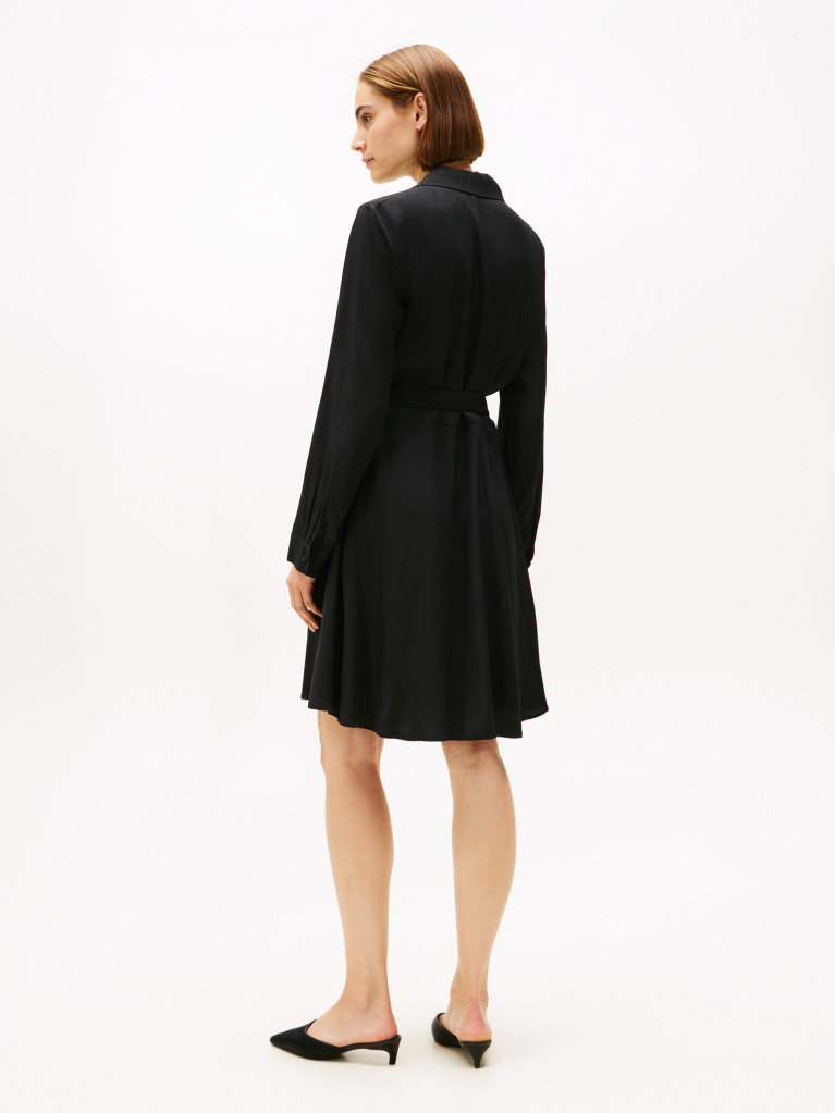 Black Relaxed Long Sleeve Mini Wrap Dress  Women